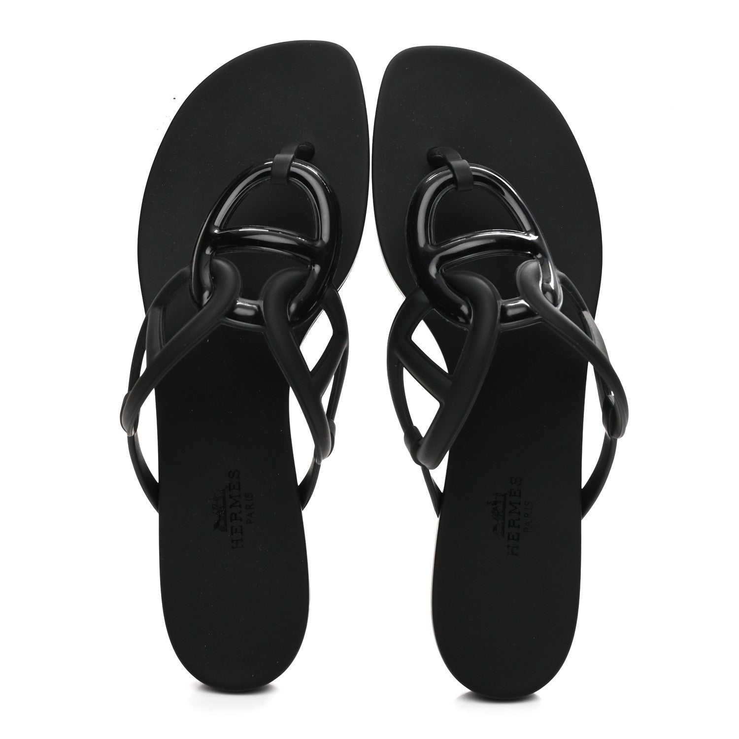 Hermes Rubber Womens Egerie Sandals 39 Black 2 of 9