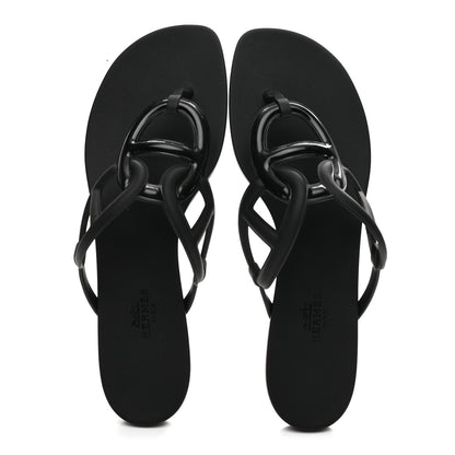 Hermes Rubber Womens Egerie Sandals 39 Black 2 of 9