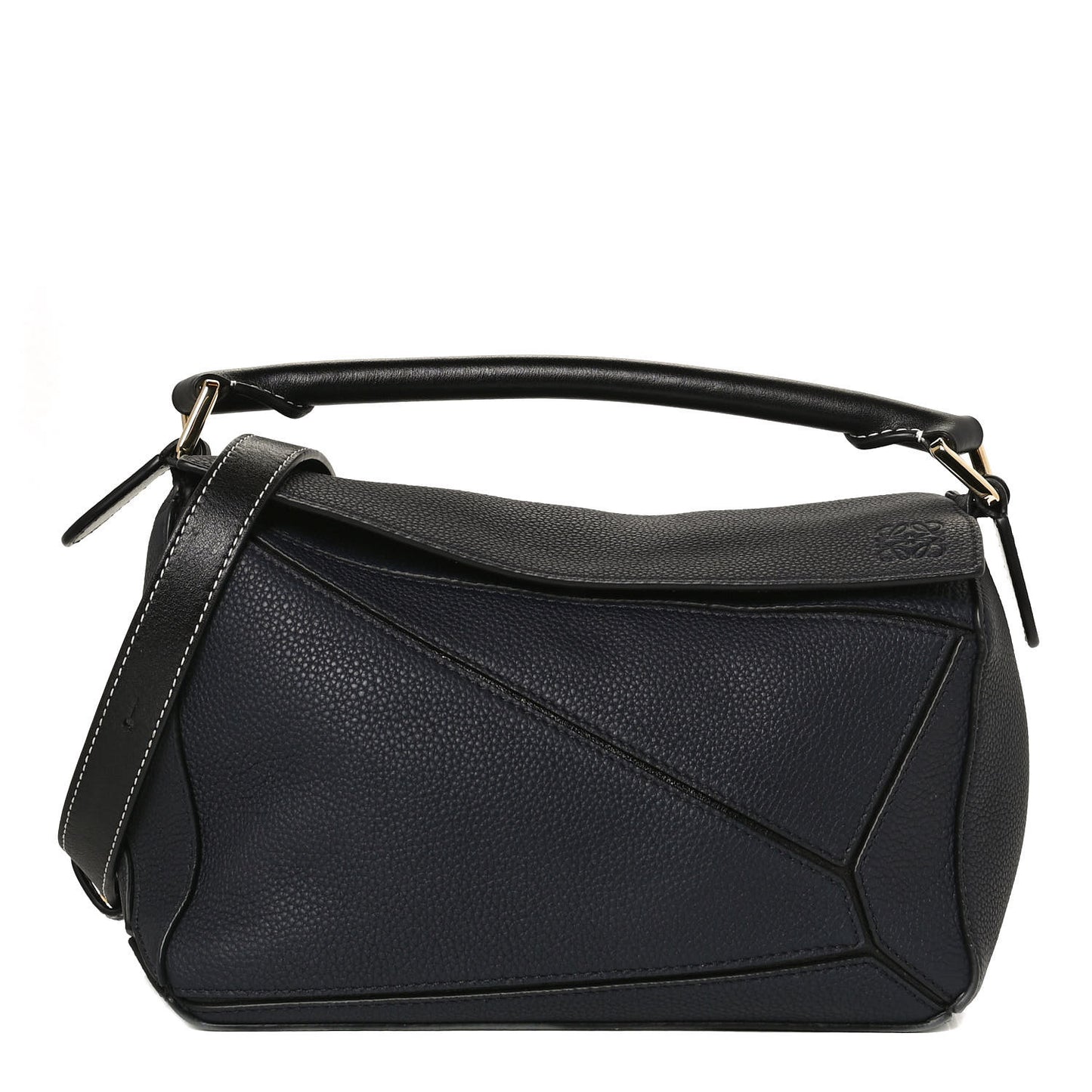 Calfskin Small Puzzle Bag Midnight Blue Black