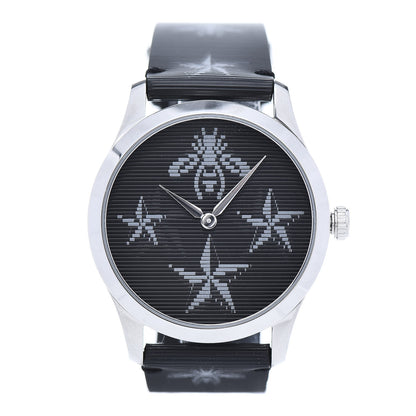 Gucci Stainless Steel Calfskin 38mm G-Timeless Bee Star Hologram Quartz Watch Black 1 of 8