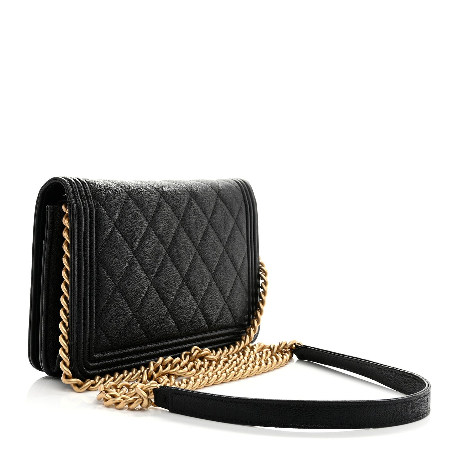 Caviar Quilted Boy Wallet On Chain WOC Black