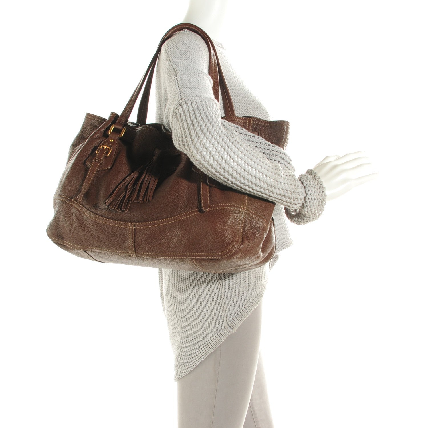 Prada Cervo Drawstring Shoulder Bag Bruciato 2 of 8