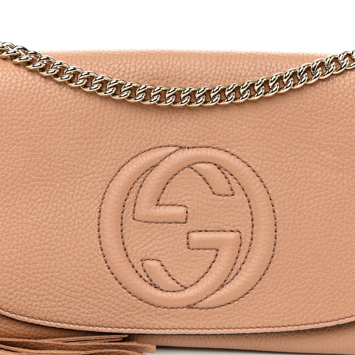 Pebbled Calfskin Medium Soho Flap Crossbody Camelia