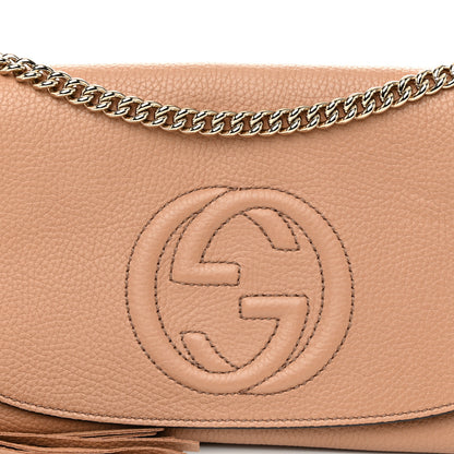 Gucci Pebbled Calfskin Medium Soho Flap Crossbody Camelia 8 of 10