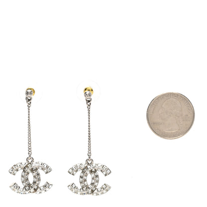 Chanel Baguette Crystal CC Drop Earrings Silver 2 of 5