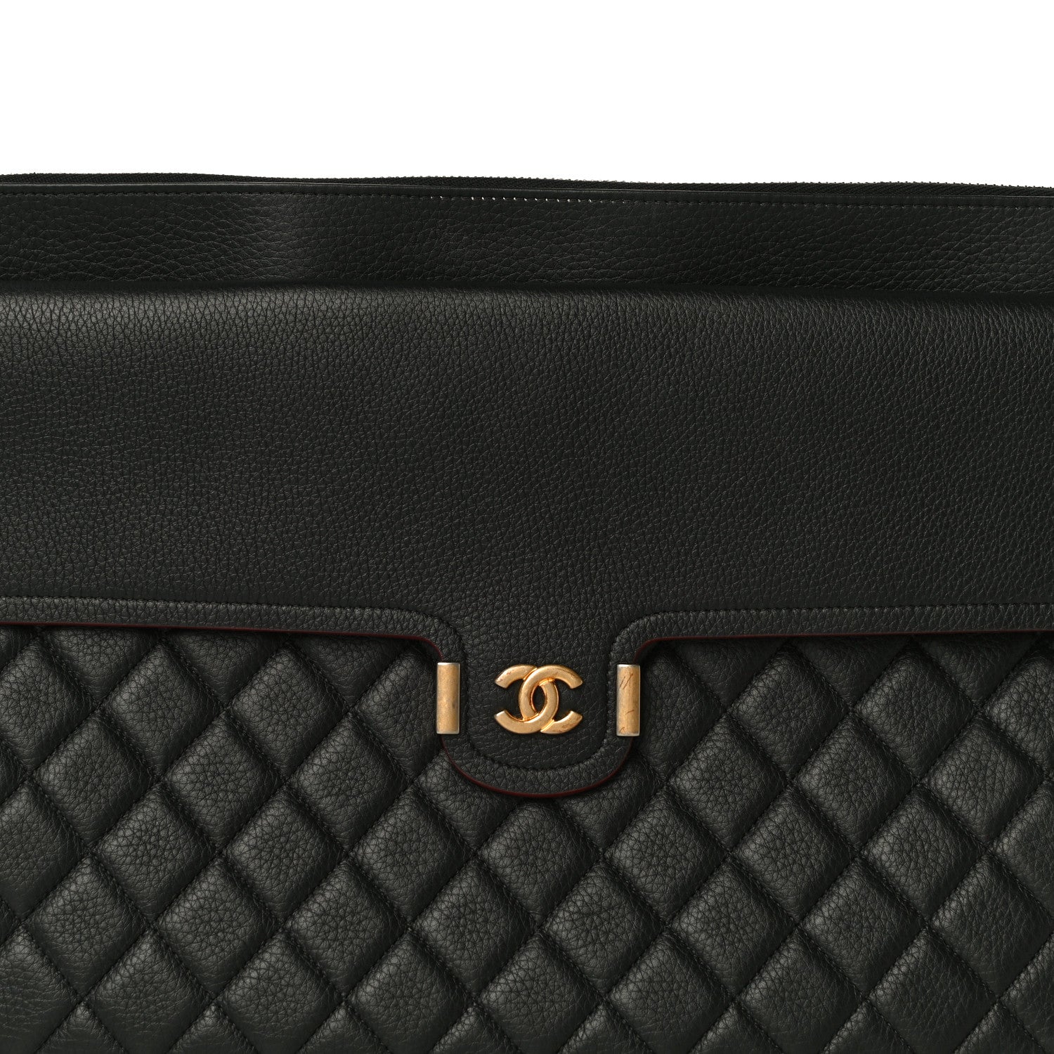 Chanel Grained Calfskin Quilted Large Archi Chic Cosmetic Case Black 8 of 12