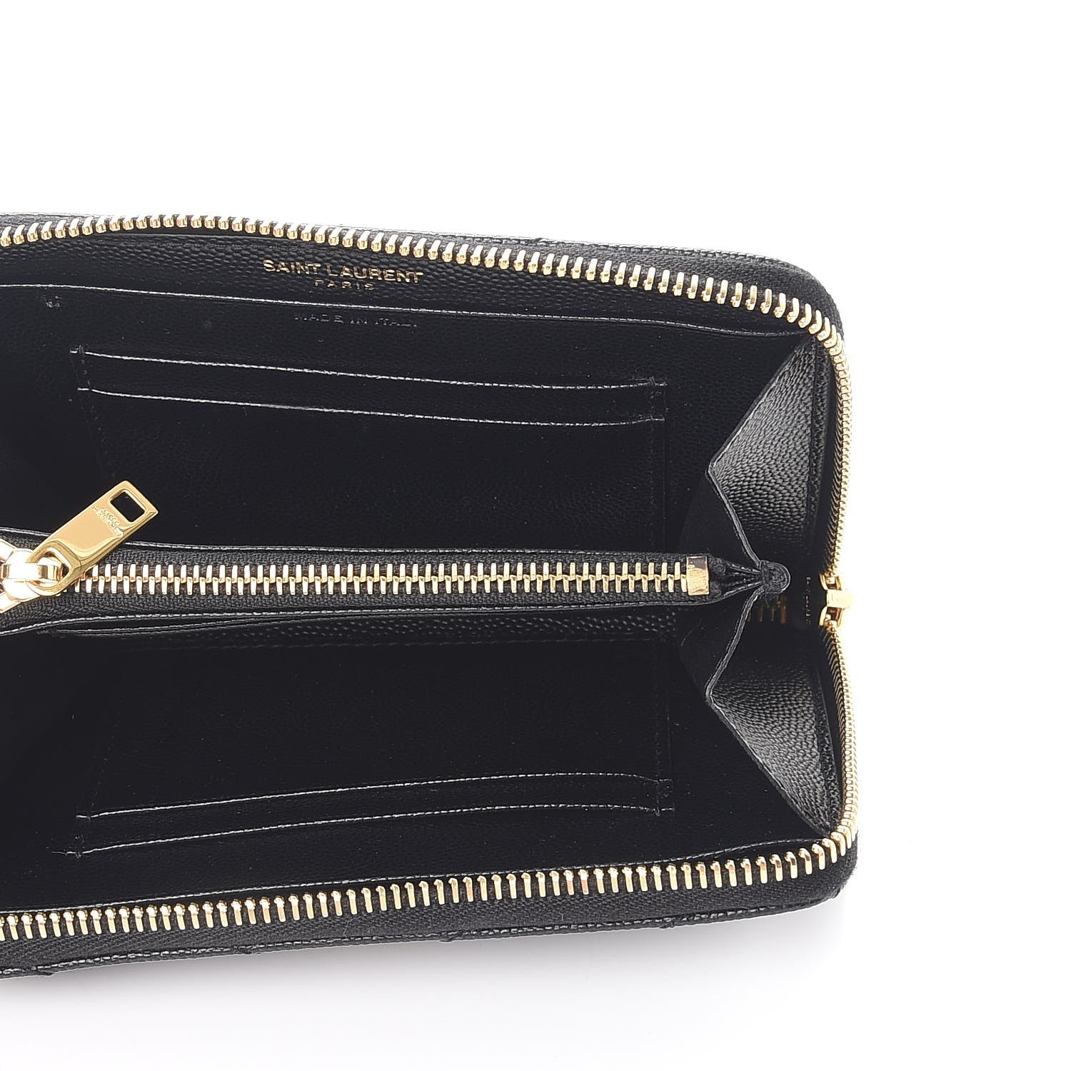 Saint Laurent Grain De Poudre Matelasse Chevron Monogram Zip Around Wallet Black 5 of 8