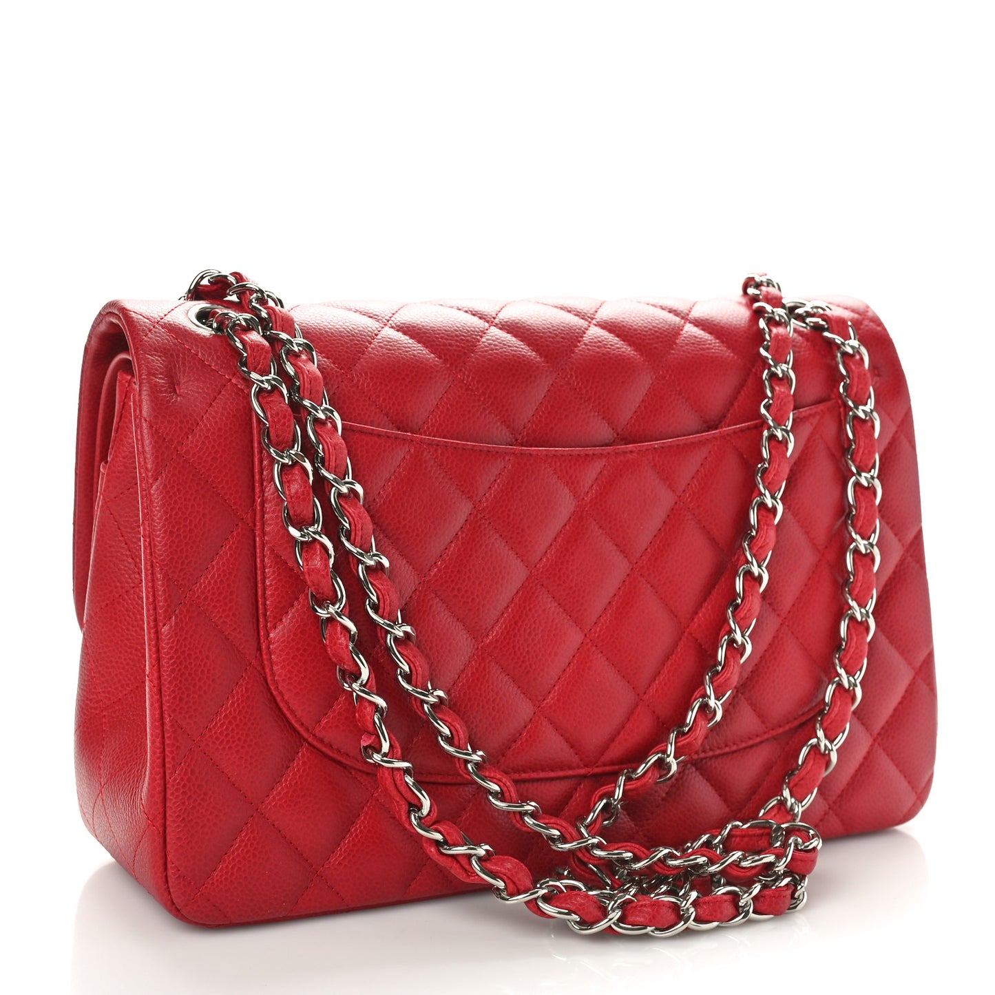 Caviar Quilted Jumbo Double Flap Dark Red