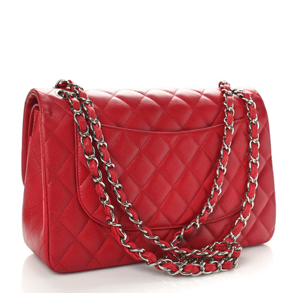 Chanel Caviar Quilted Jumbo Double Flap Dark Red 2 of 11