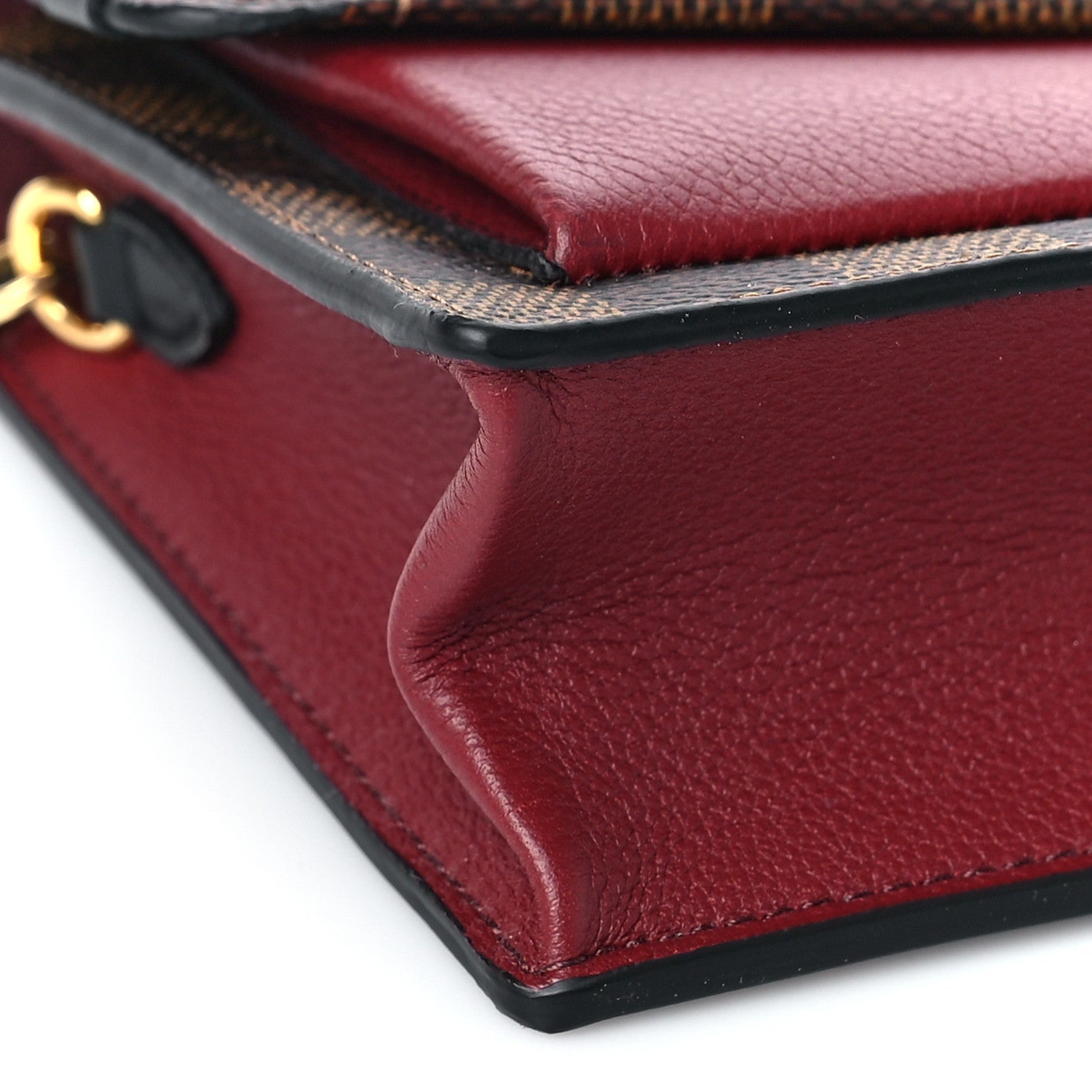 Louis Vuitton Damier Ebene Vavin Chain Wallet Red 7 of 9