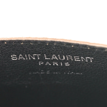 Saint Laurent Grain De Poudre Matelasse Chevron Monogram Credit Card Case Dark Beige 6 of 8