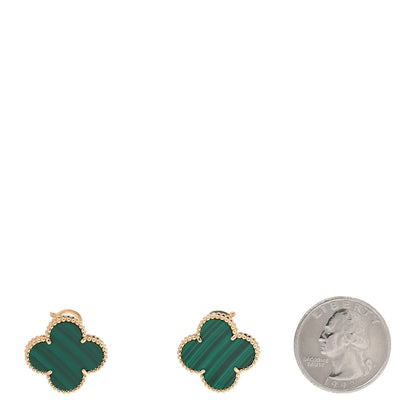 Van Cleef & Arpels 18K Yellow Gold Malachite Magic Alhambra Earrings 2 of 6