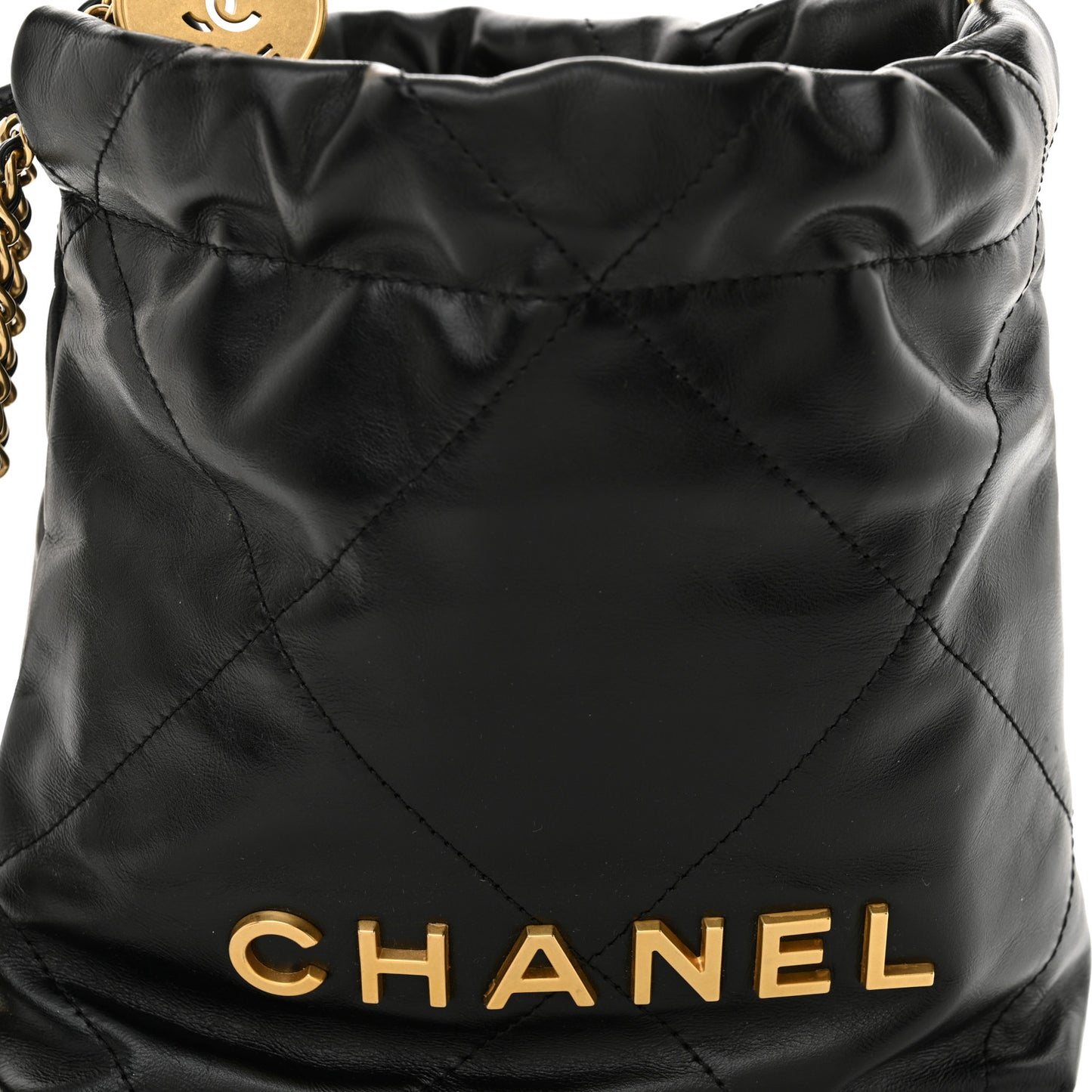 Shiny Calfskin Quilted Mini Chanel 22 Black