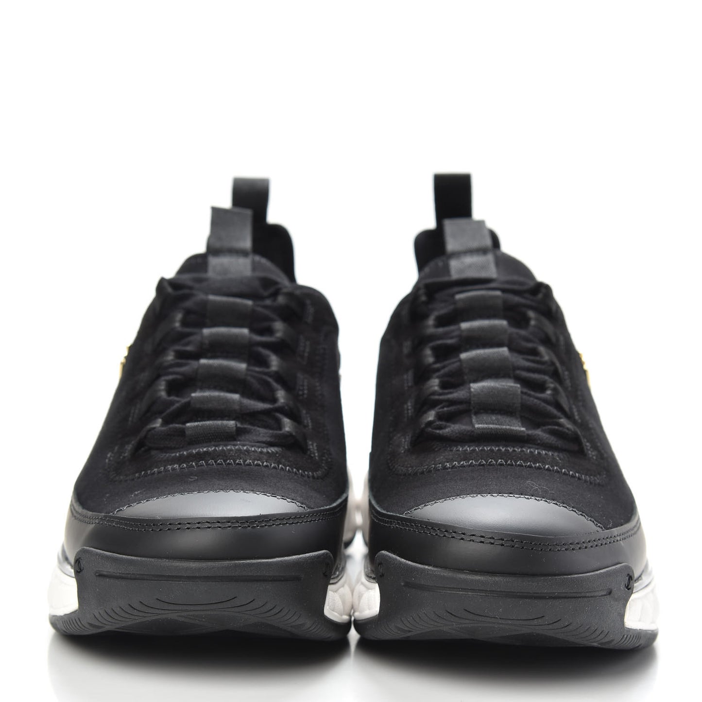 Velvet Calfskin Mixed Fibers CC Sneakers 37.5 Black
