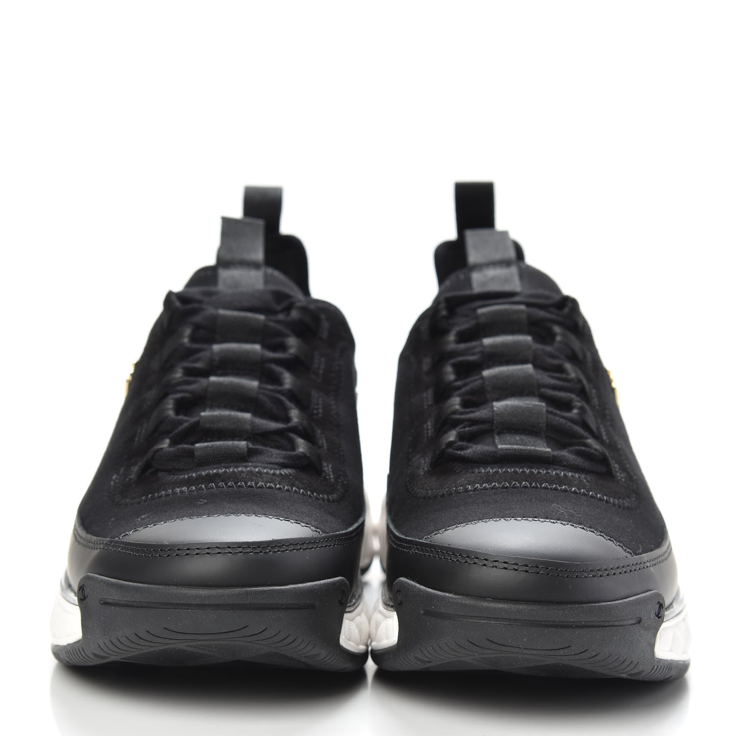 Chanel Velvet Calfskin Mixed Fibers CC Sneakers 37.5 Black 2 of 8