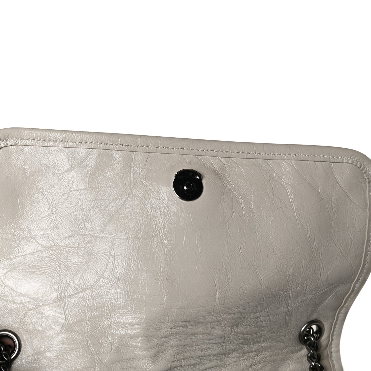 Crinkled Calfskin Matelasse Monogram Baby Niki Chain Satchel Light Natural