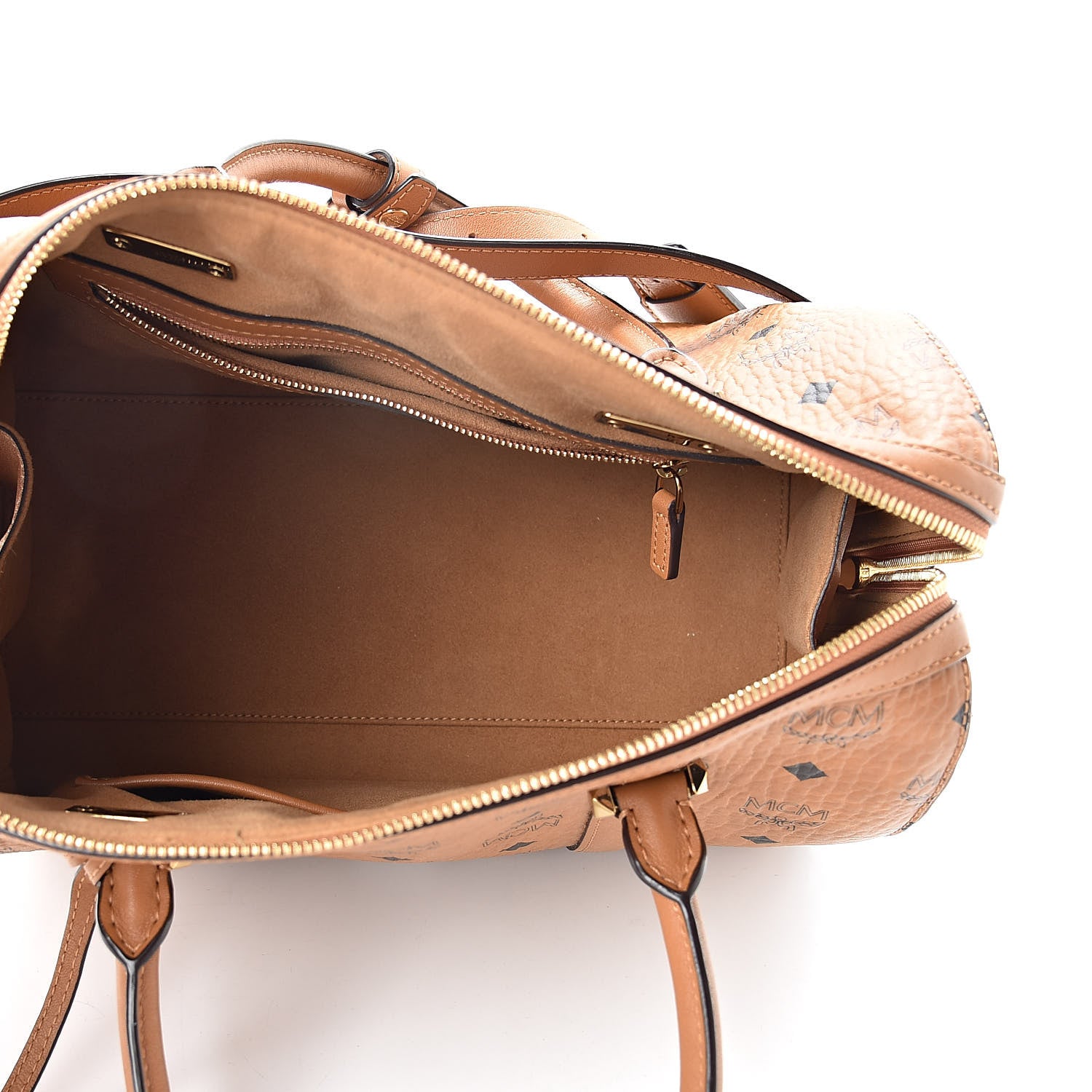 MCM Visetos Medium Boston Bag Cognac 5 of 10