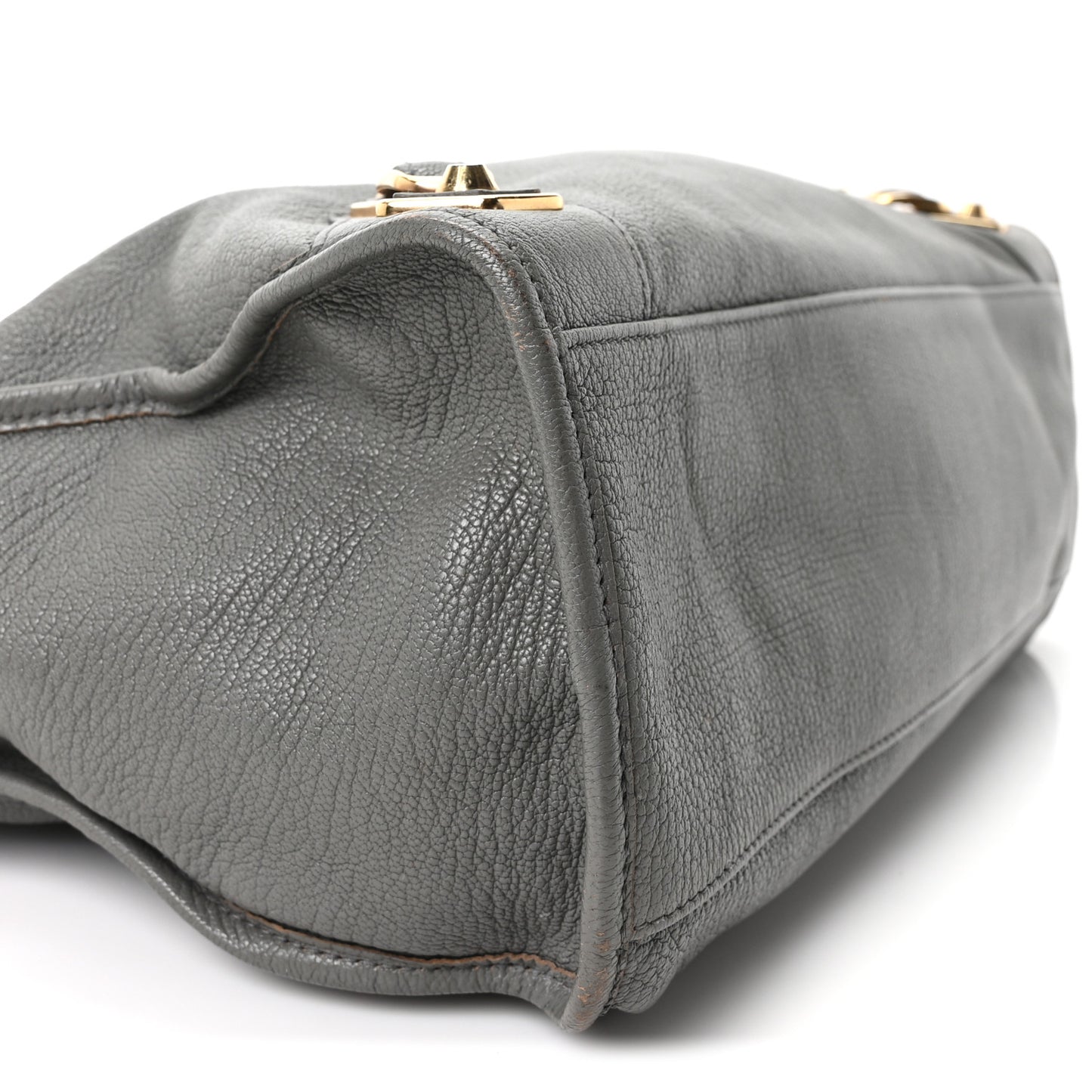 Chevre Gold Metallic Edge Hardware City Gris Acier