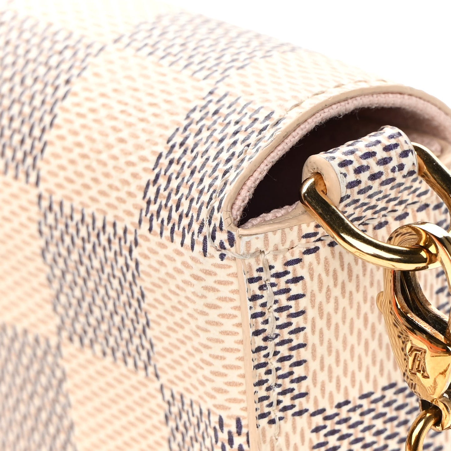 Damier Azur Pochette Felicie Chain Wallet Rose Ballerine