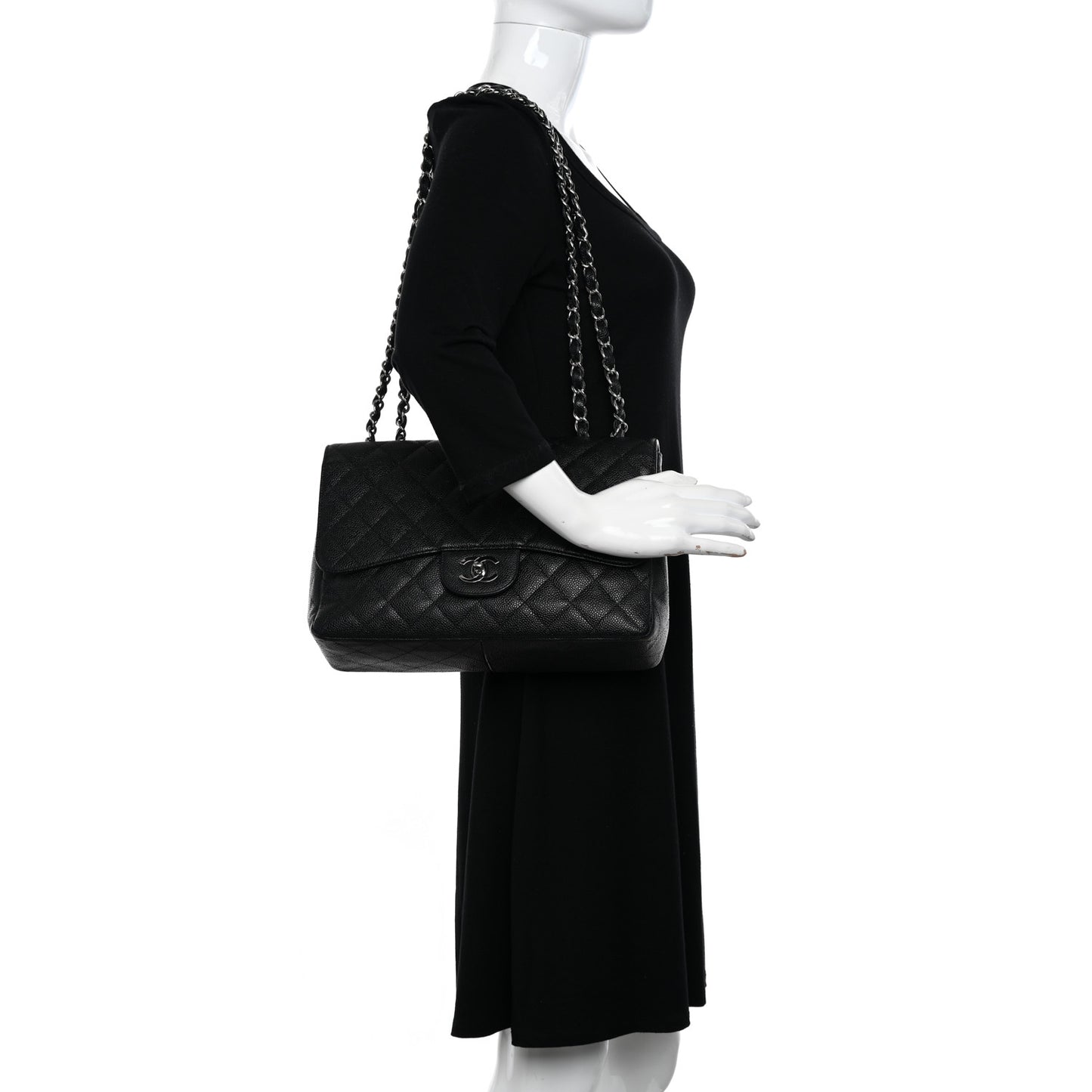 Caviar Quilted Jumbo Single Flap Black