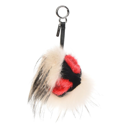 Fendi Mink Fox Rabbit Fur Vitello Flamingo Kurioso Monster Bag Bug Charm Beige Multicolor Black 1 of 5