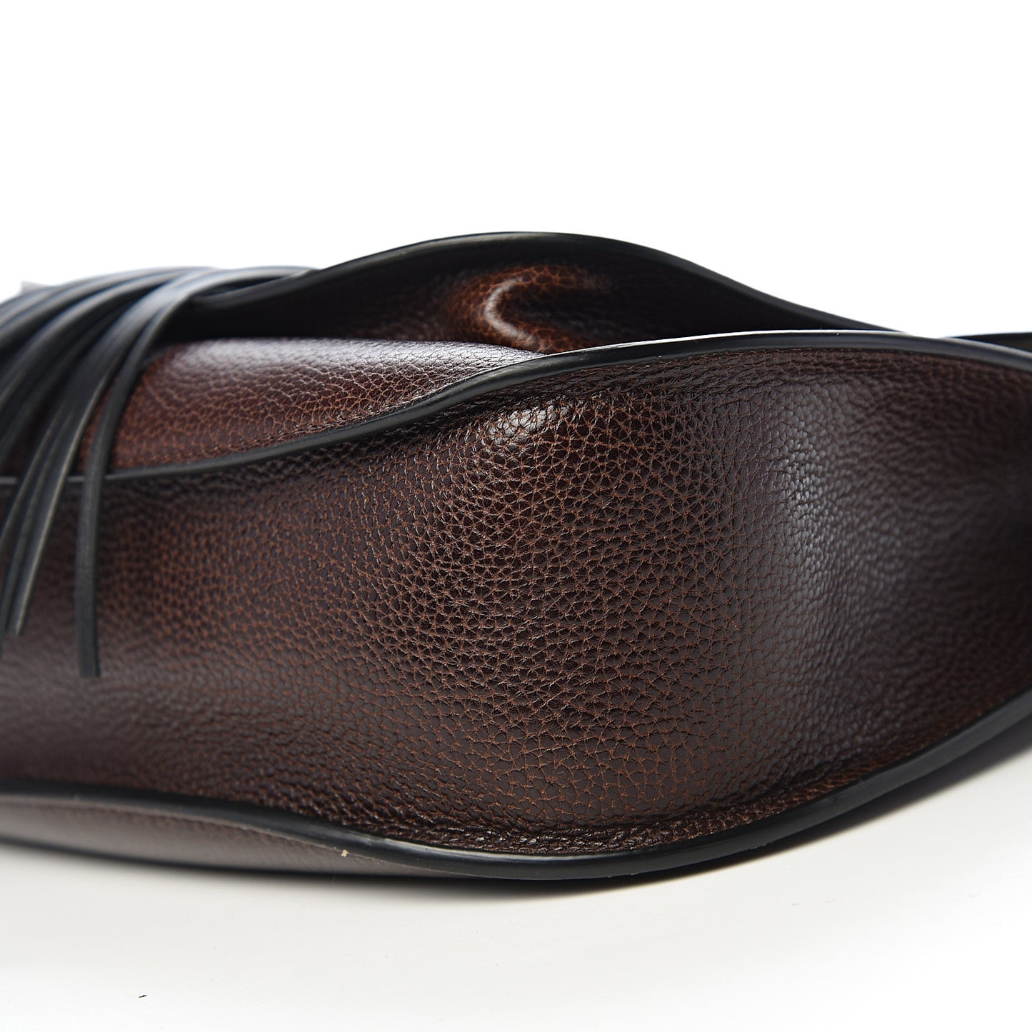 Grained Calfskin Medium Hudson Tassel Shoulder Bag Dark Wood