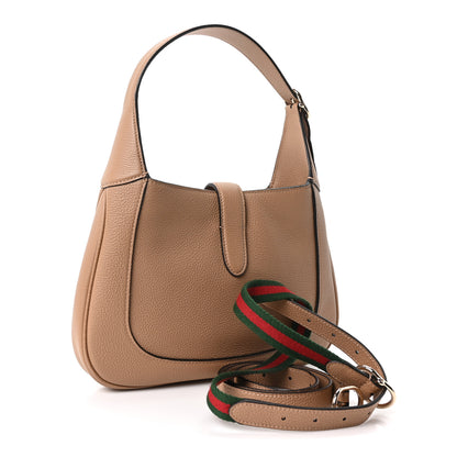 Gucci Grained Calfskin Web Medium Jackie 1961 Hobo Taupe 3 of 10