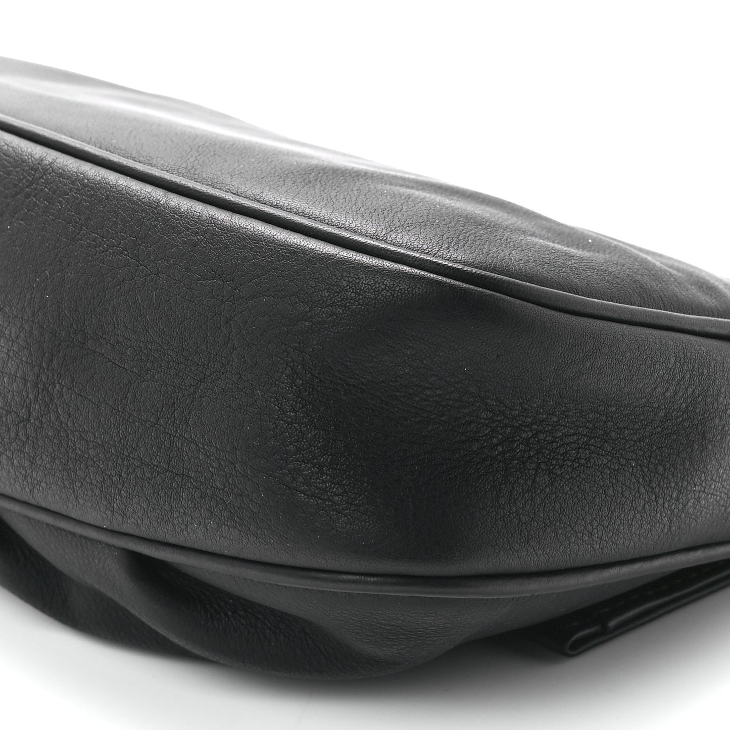 Vitello Flamingo Enamel Fendista Pouchette Crossbody Black