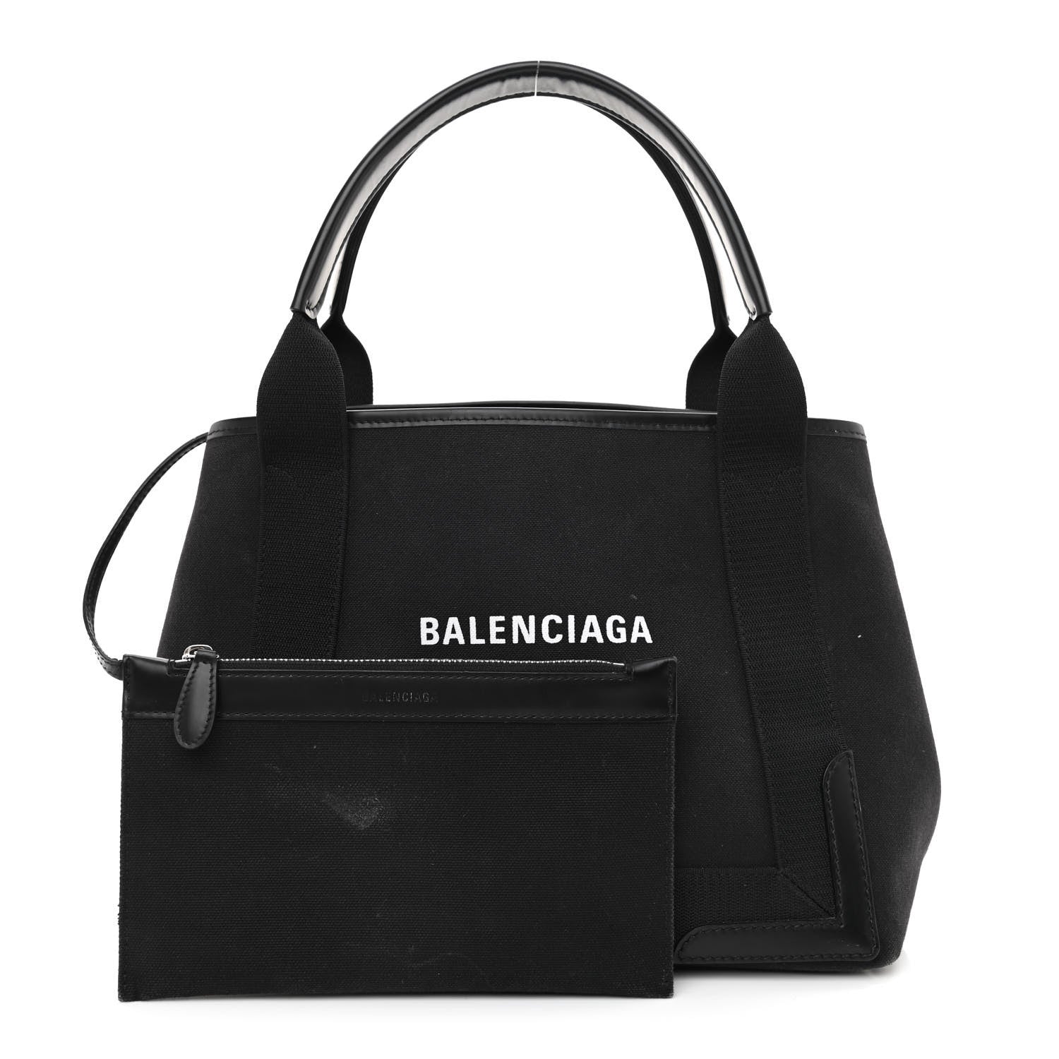 Balenciaga Cotton Canvas Calfskin S Navy Cabas Black 1 of 10