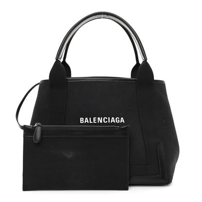 Balenciaga Cotton Canvas Calfskin S Navy Cabas Black 1 of 10