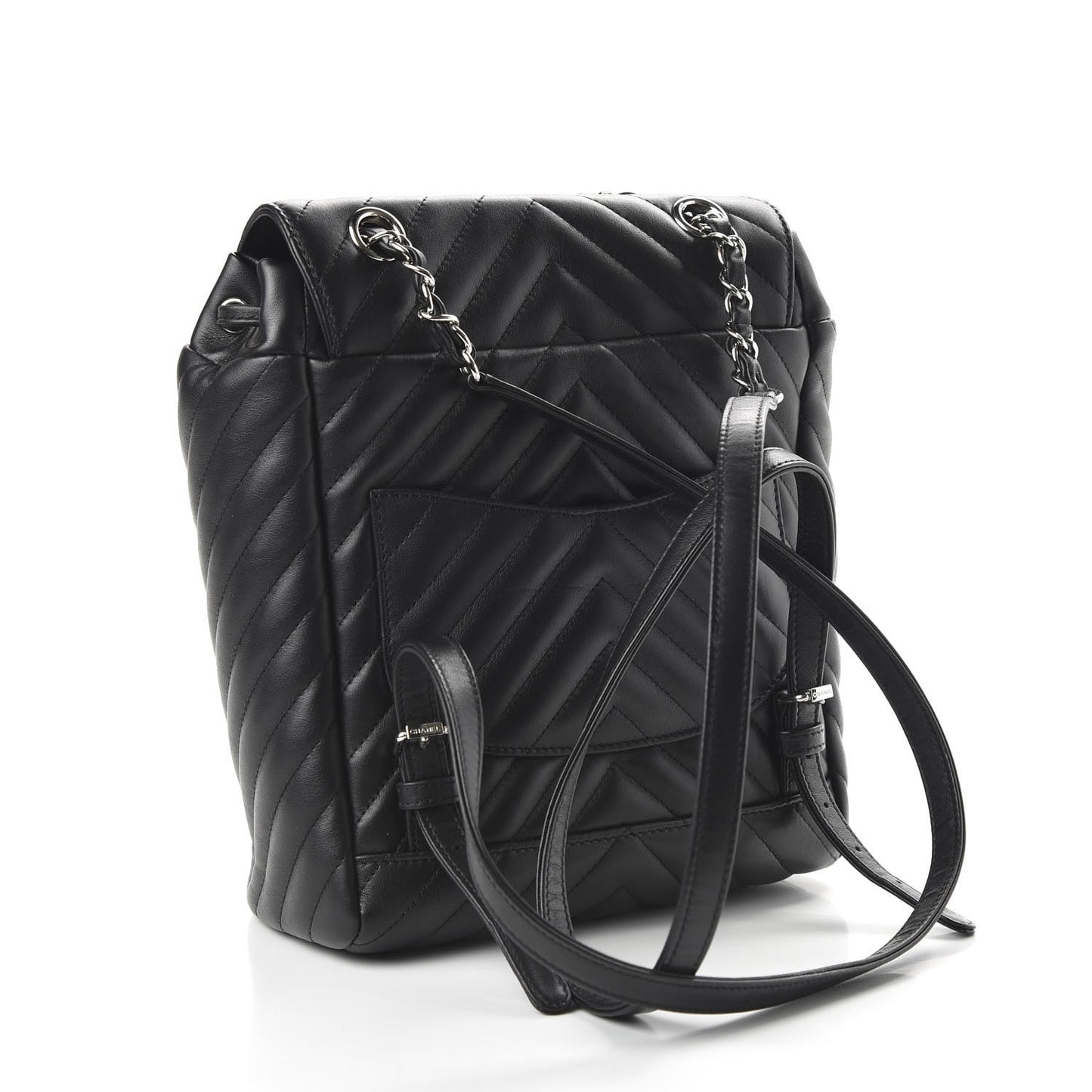 Calfskin Chevron Quilted Small Urban Spirit Backpack Black