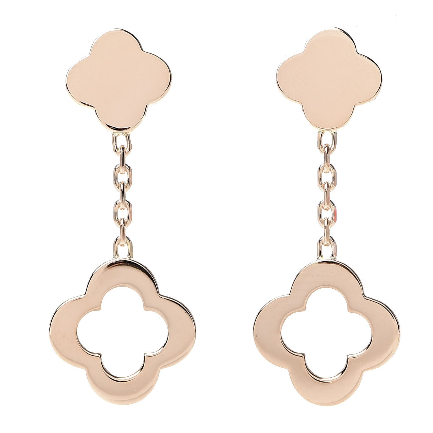 Van Cleef & Arpels 18K Rose Gold Byzantine Alhambra Drop Earrings 1 of 6