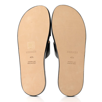 Hermes Calfskin Mens Izmir Sandals 42.5 Black 5 of 10