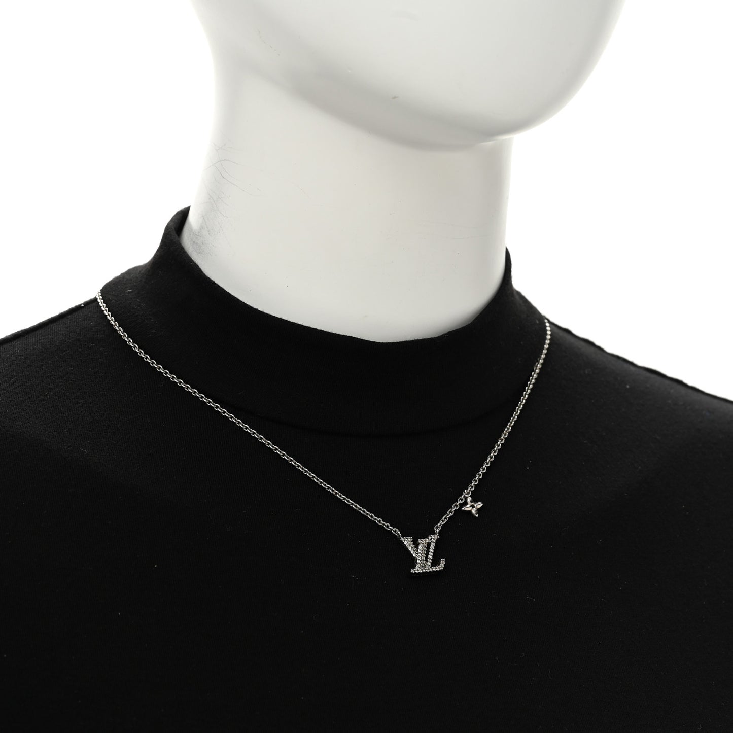 Metal Crystal LV Iconic Necklace Silver