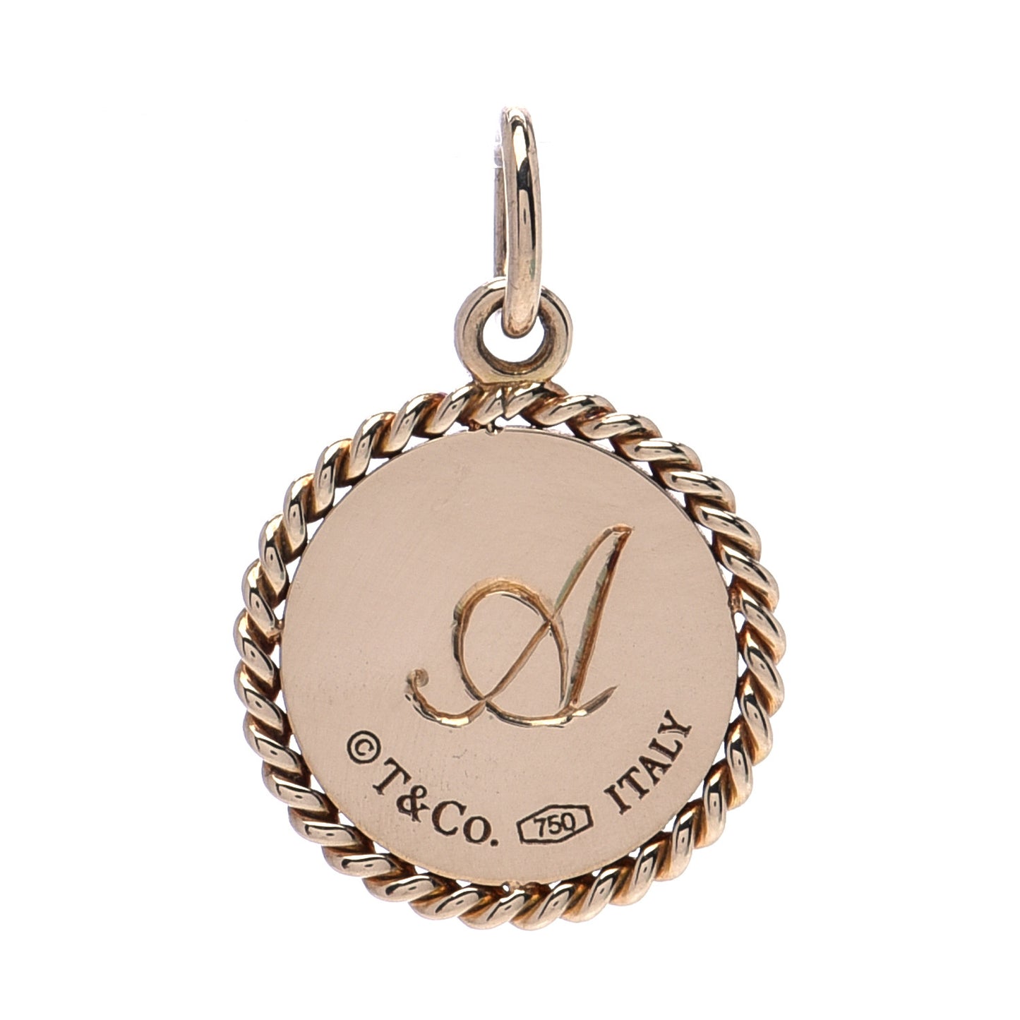 18K Yellow Gold Twist Round Charm