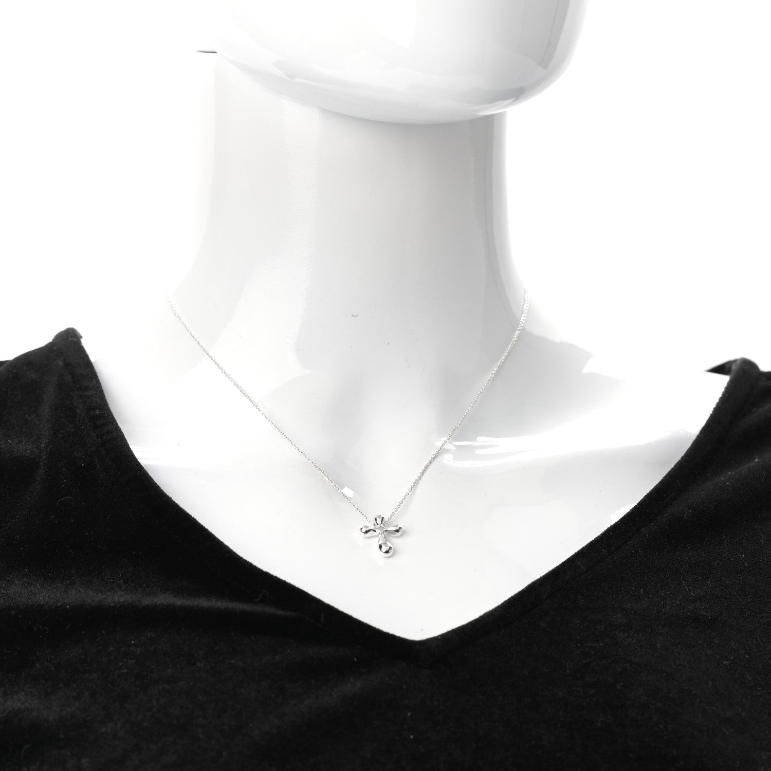 Tiffany Sterling Silver Elsa Peretti Cross Pendant Necklace 2 of 8