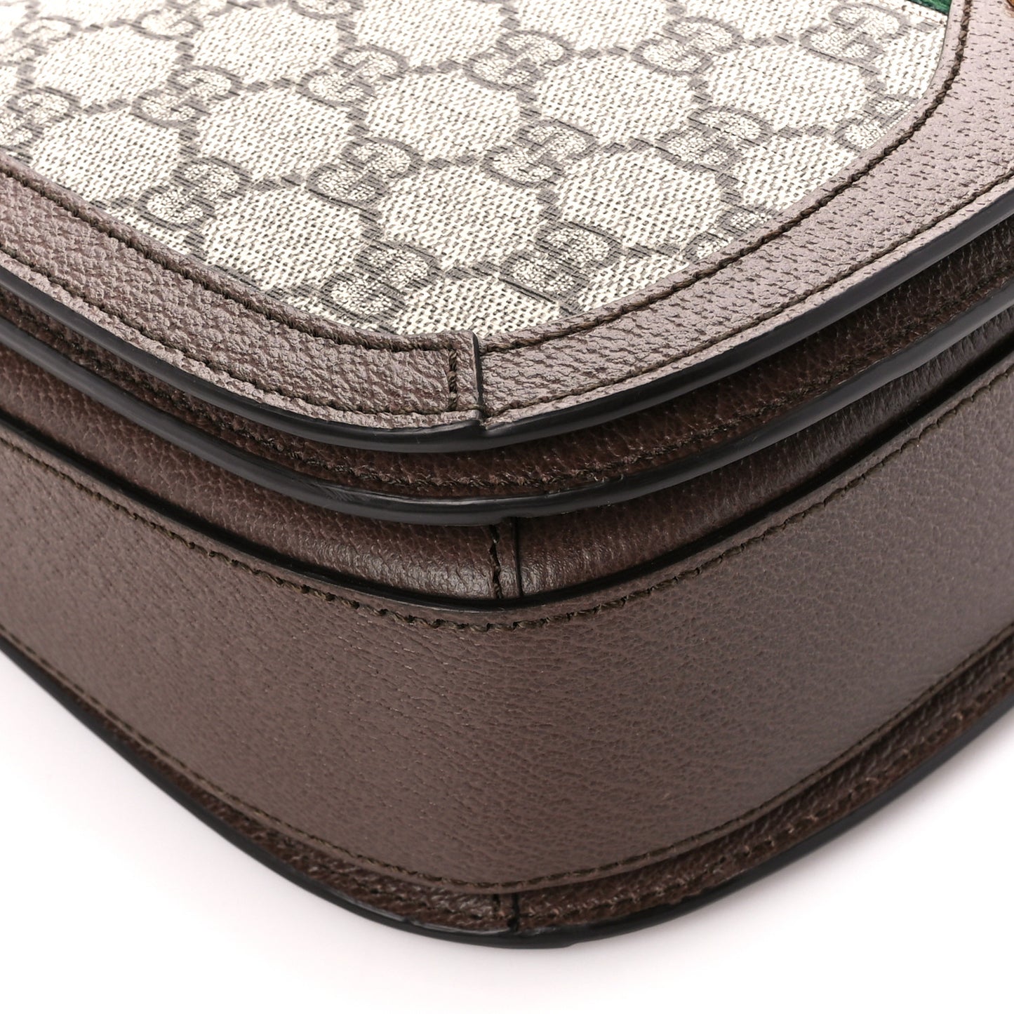 GG Supreme Monogram Web Small Ophidia Flap Messenger Bag Brown