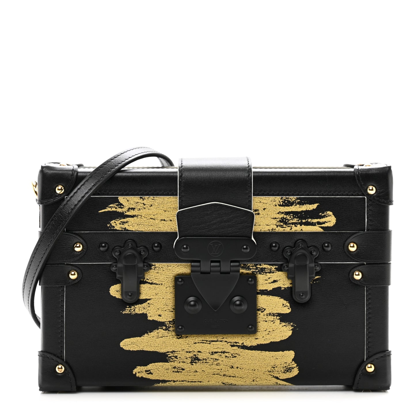 Calfskin Golden Light Petite Malle Black