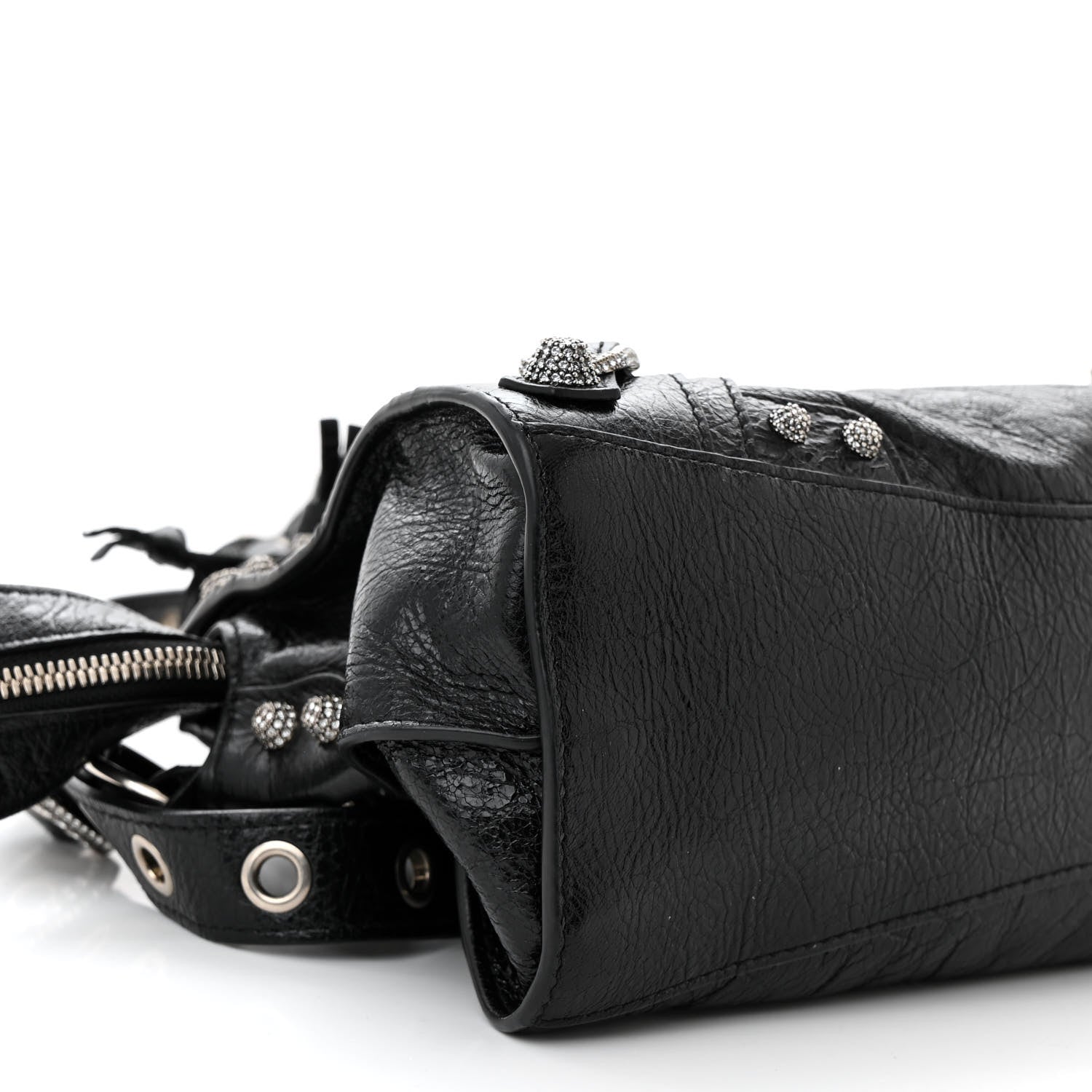 Balenciaga Agneau Arena Crystal Neo Cagole Handbag XS Black 10 of 11
