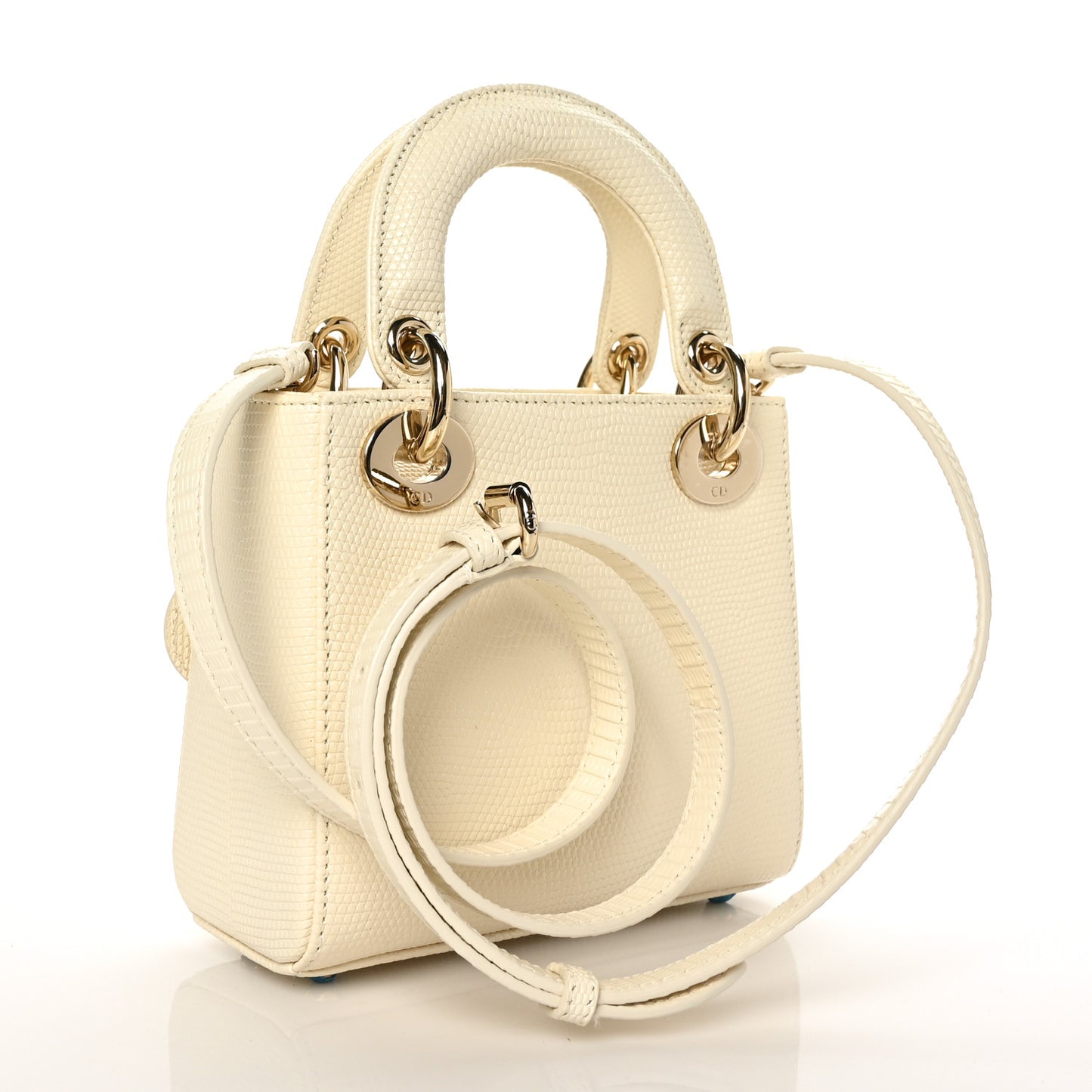 Lizard Mini Lady Dior White