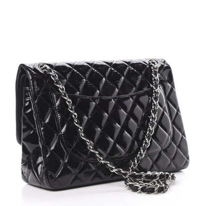 Chanel Patent Quilted Jumbo Double Flap Black 3 of 17