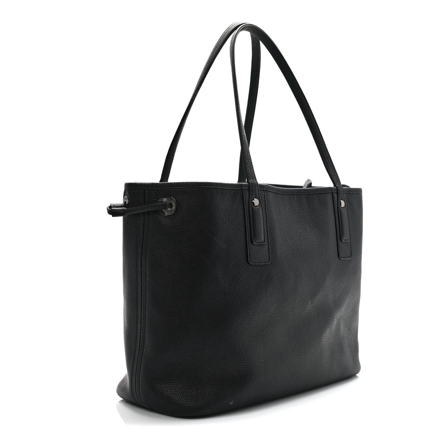 Grained Calfskin Visetos Medium Liz Reversible Shopper Tote Black