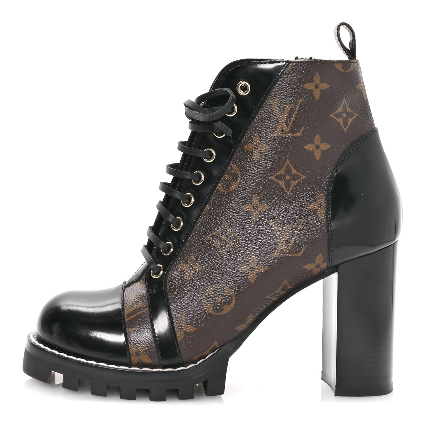 Patent Calfskin Monogram Star Trail Ankle Boots 41 Black