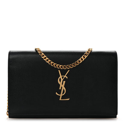 Saint Laurent Grain De Poudre Monogram Chain Wallet Black 1 of 9