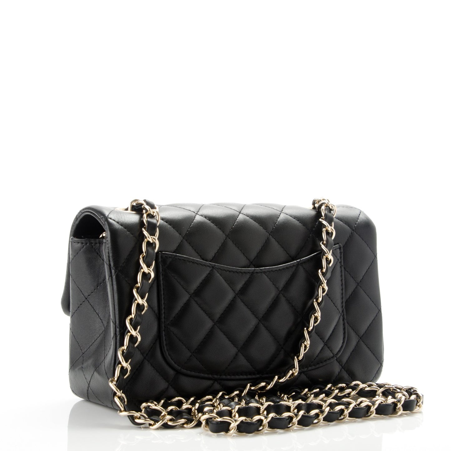 Lambskin Quilted Mini Rectangular Flap Black