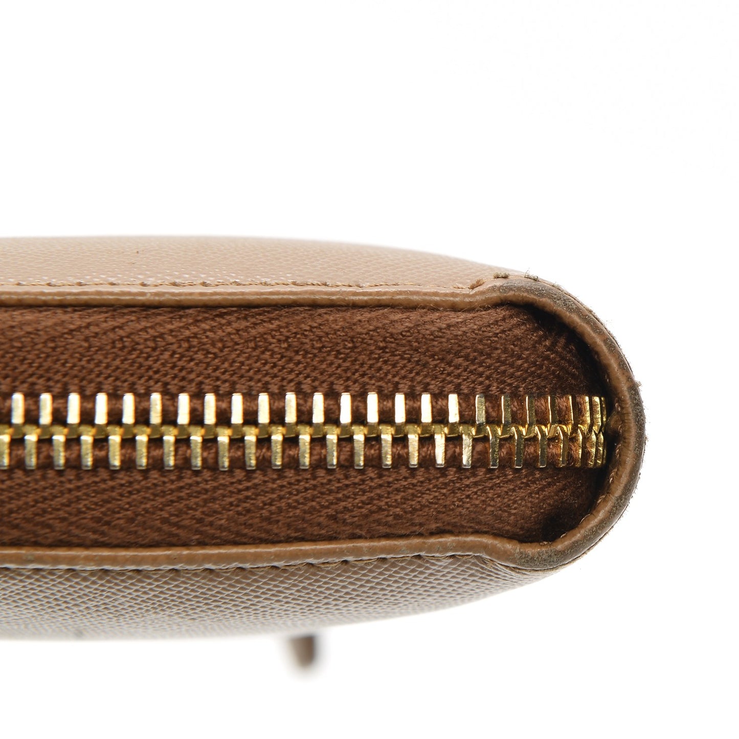Saffiano Metal Zip Around Wallet Caramel