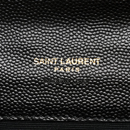 Saint Laurent Grain De Poudre Matelasse Chevron Monogram Envelope Clutch Black 6 of 7