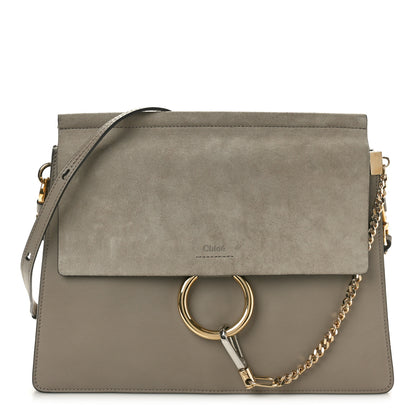 Chloe Calfskin Suede Medium Faye Shoulder Bag Motty Grey 1 of 10