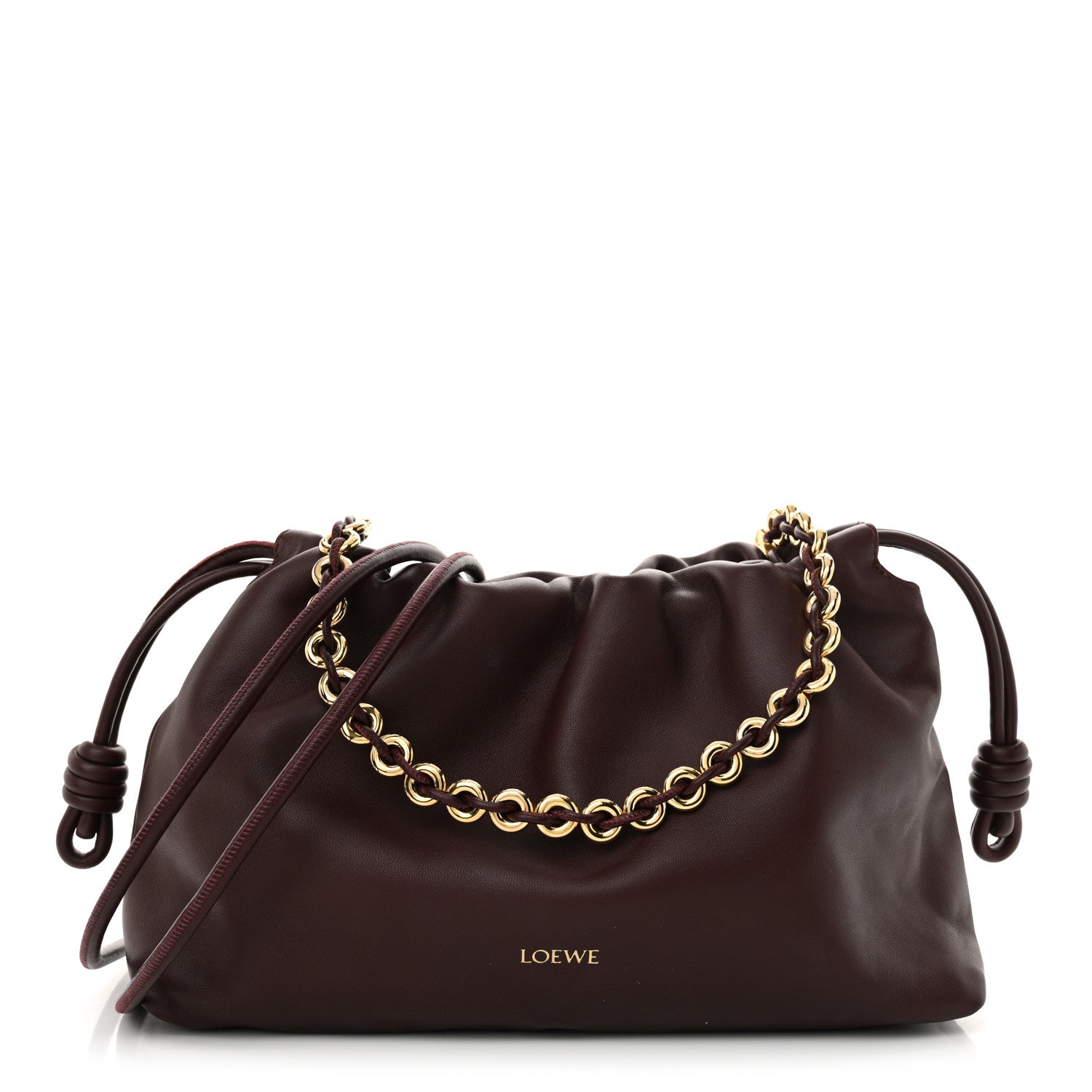 Loewe Mellow Nappa Medium Donut Chain Flamenco Knot Clutch Dark Burgundy 1 of 10