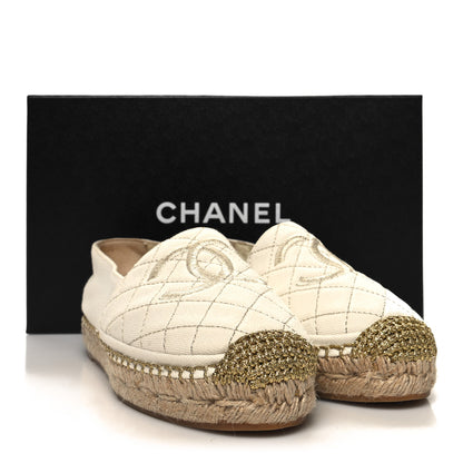 Chanel Fabric Biarritz CC Espadrilles 35 White Gold 11 of 11